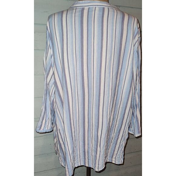 Saint Tropez West linen blend tunic blouse Size 2X Hi low side split hem V neck - Picture 3 of 7